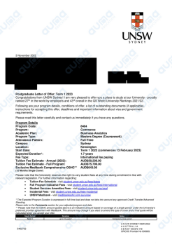 新南威尔士大学｜商学硕士（商业分析方向）